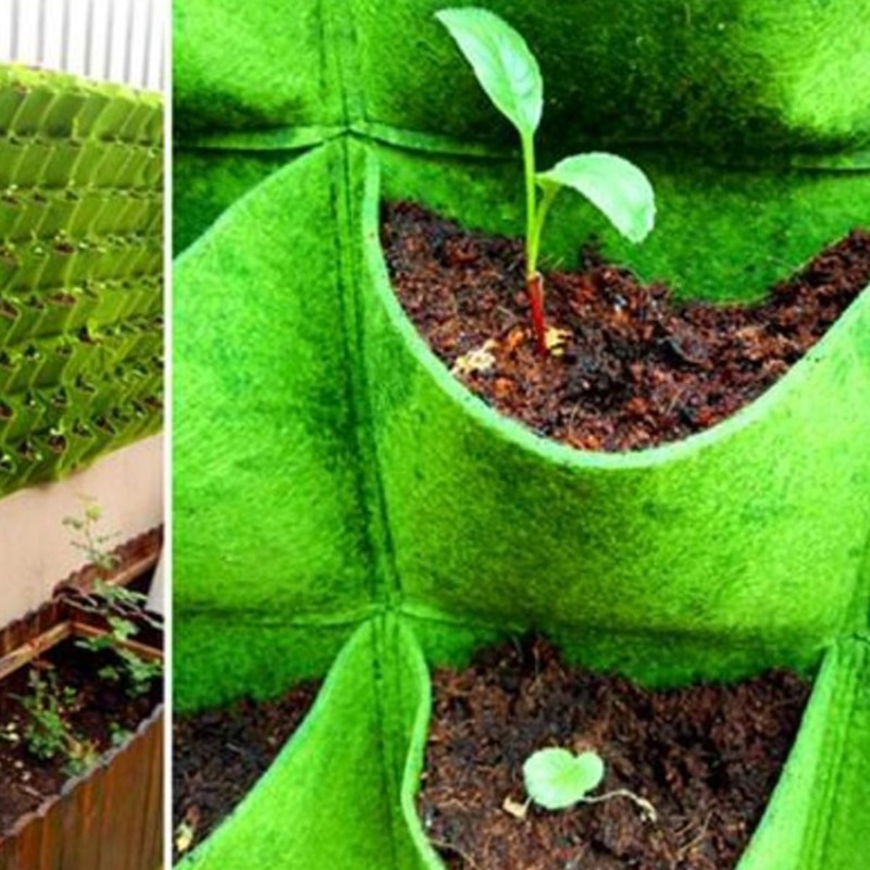 Pockets Wall Hanging Planting Bags Green - Image 5