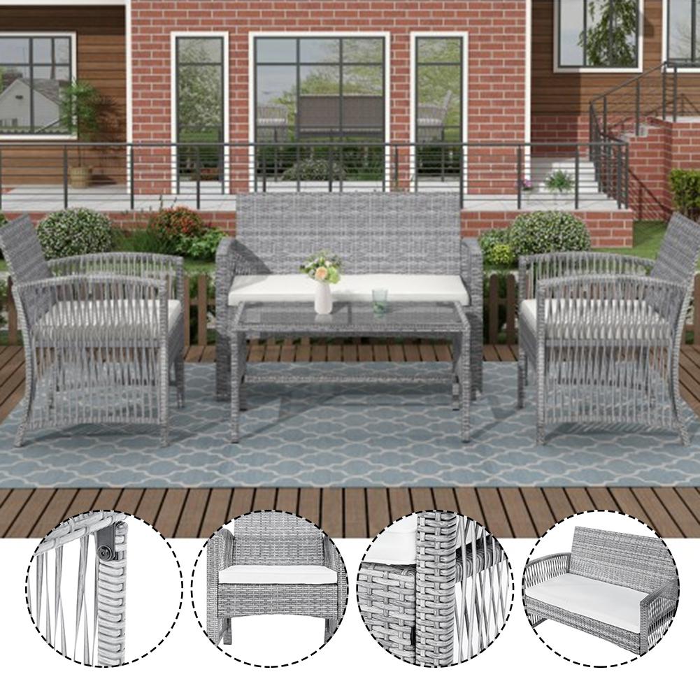 4 IN 1 Outdoor Furniture Set Rattan Chair Table - Image 6