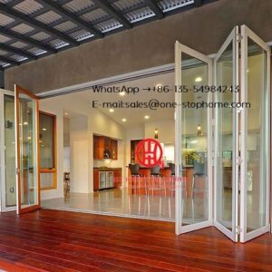 Aluminium glass folding door alfresco stacking