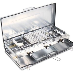 Alternative view of CE.Roth certificate portable gas stove, outdoor gas stove, gas BBQ grill.double burners grill,free shipping