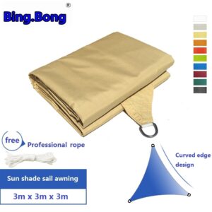 Alternative view of UV Waterproof Triangles sun shade sail awning outdoor Sun Shading net 3*3*3m garden courtyard pool gazebo canopy swimming pool